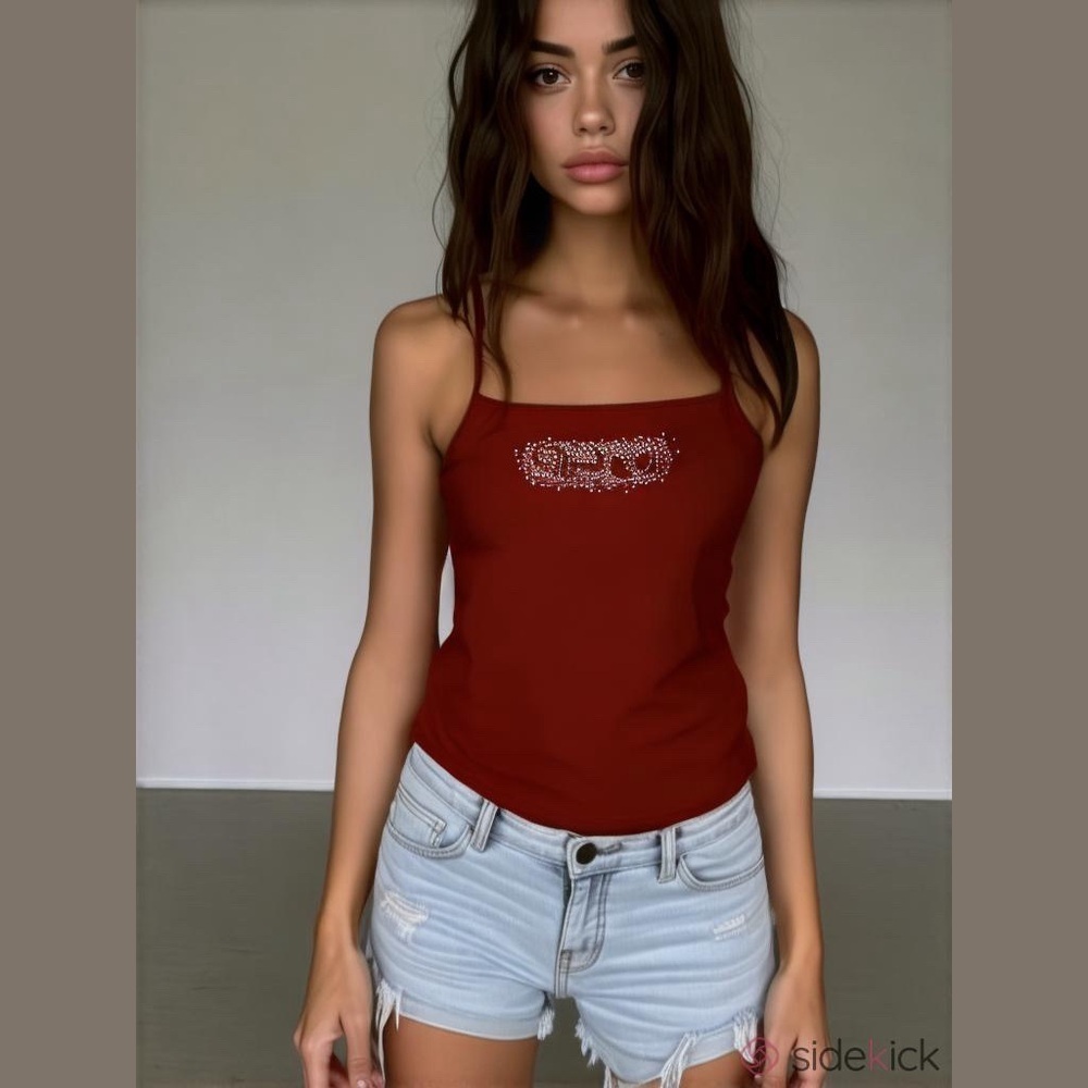 Aeropostale Red Cami Camisole Tank Top Size Small Adjustable Straps Shelf Bra